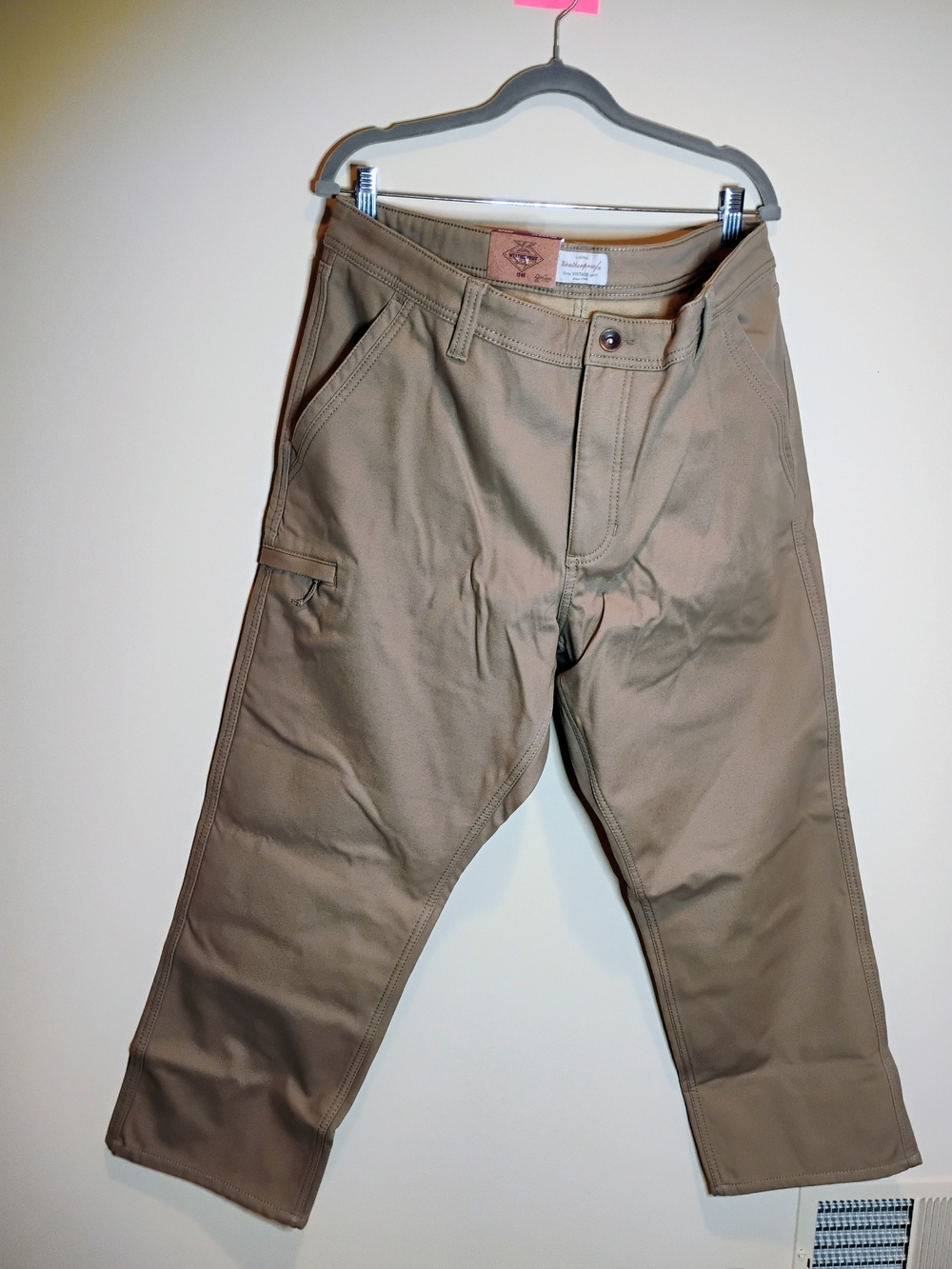 Weatherproof Vintage Men's Fleece Lined Canvas Pants 40"/29" Tan